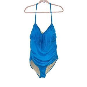 Swimsuits for All x Kim Gravel Fringe One-Piece Swimsuit Calypso Blue Plus - 18W